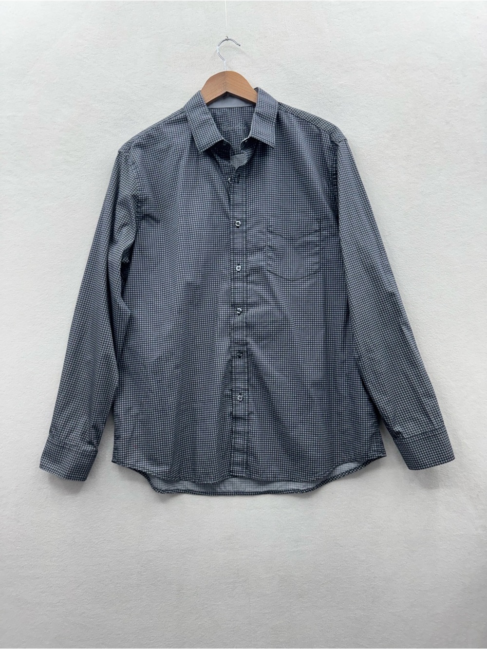 Tasso Elba Shirt Mens Large Gray Geometric Long Sleeve Button Front